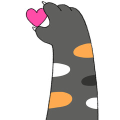 Cartoon cute paw cats and love clipart.