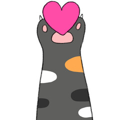 Cartoon cute paw cats and love clipart.