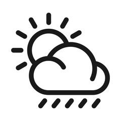 Cloudy Weather icon. Sun behind the cloud with rain illustration