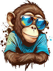 Colorful monkey ape artwork vector t-shirt design