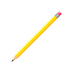 Pencil for artists cartoon illustration. Pencil for drawing on white background, painter supply. Art, stationery concept