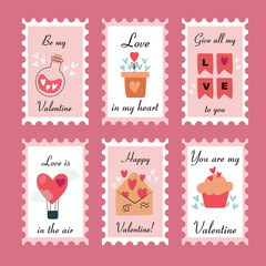 Love You collection of vintage stamps