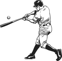 Silhouette baseball players golfer hitting golf ball