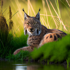 Obraz premium Lynx , created with Generative AI technology.