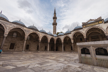 Shehzade Camii Mosque. Courtyard with a fountain of the Shehzade Camii Mosque. Landmarks of Turkey. Turkey. Istanbul