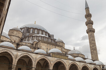 Fototapeta premium Shehzade Camii Mosque. Courtyard with a fountain of the Shehzade Camii Mosque. Landmarks of Turkey. Turkey. Istanbul