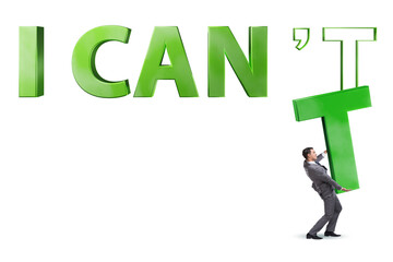 Determination concept with businessman and letters