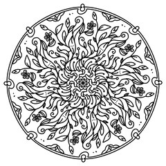 flower ornament in black and white