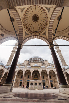 Shehzade Camii Mosque. Courtyard with a fountain of the Shehzade Camii Mosque. Landmarks of Turkey. Turkey. Istanbul