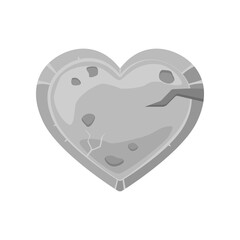 Heart stone sign for game design cartoon illustration. Heart blank button, panel or board for apps menu on white background. Web design concept