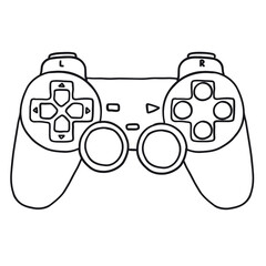Game retro modern controller. Vector illustration in hand-drawn outline doodle style isolated on white background.