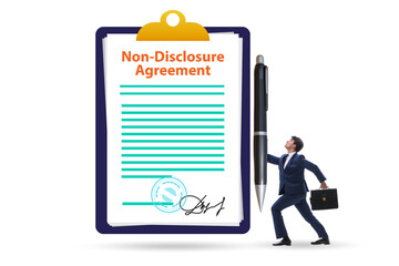 Businessman in non-disclosure agreement concept