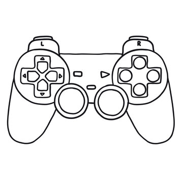 recommend clip art: Game retro modern controller. Vector illustration in hand-drawn outline doodle style isolated on white background.