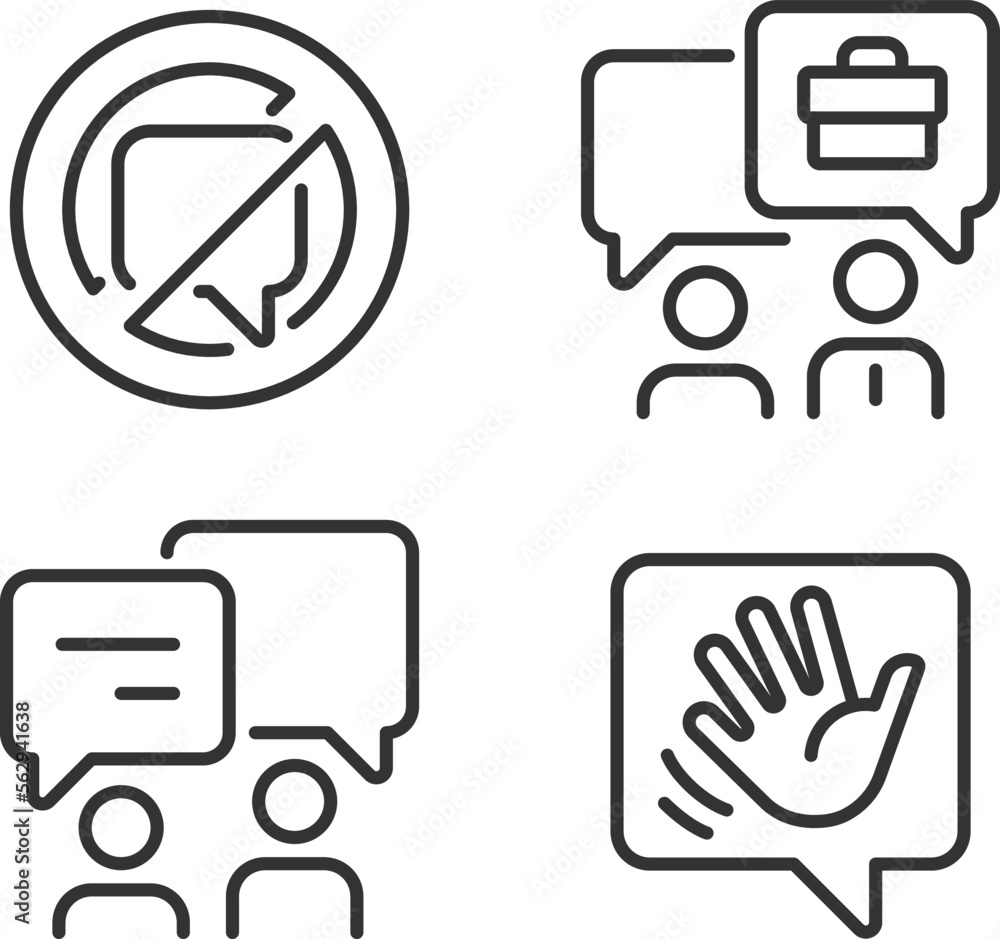 Poster speech balloons for dialogues pixel perfect linear icons set. rules of effective communication. mess