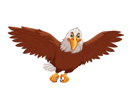 Bald eagle swoop attack hand draw vector illustration
