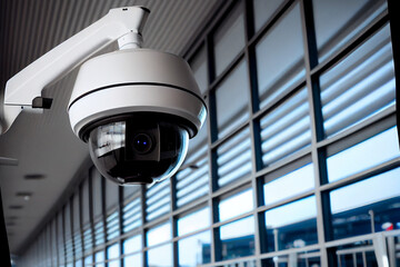 Nahaufnahme einer Überwachungskamera an einem Gebäude