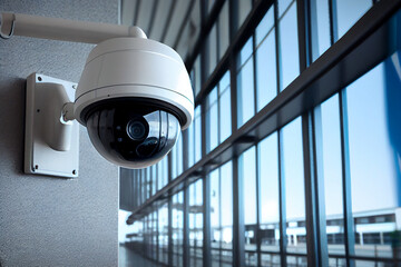 Nahaufnahme einer Überwachungskamera an einem Gebäude