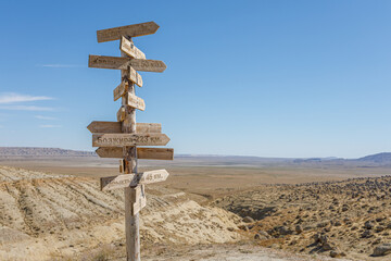 signpost in the desert