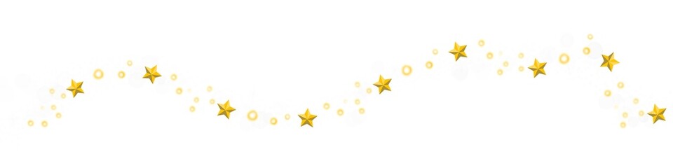 Sparkling lights with golden stars. Shine background. Festive party design