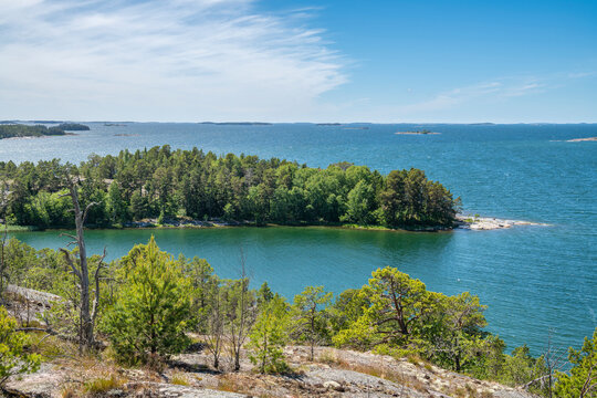 Summer view of archipelago, sea and Purunpaa coast, Kimito (Kemio) island, Finland
