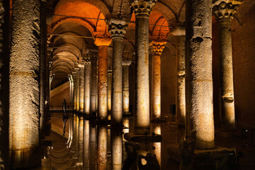 The Basilica Cistern is the largest of several hundred ancient cisterns under the city of Istanbul