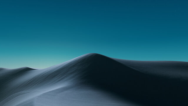 Desert Landscape with Sand Dunes and Turquoise Gradient Sky. Surreal Contemporary Background.