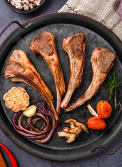 Fresh delicacy Tomahawk lamb chops