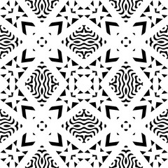Vector pattern in geometric ornamental style. Black and white color.Seamless pattern.
