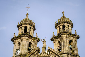 Fototapeta na wymiar Detail of the sculptures that adorn the facade of the church of the Pilgrim Virgin, in Pontevedra (Spain)