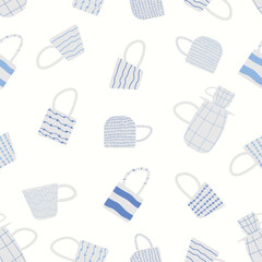 Ceramic mug for tea or coffee. Vector seamless pattern with cup. Great design for any purposes.