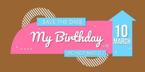 my birthday template. Speech Bubble, invitation, ribbon, Banner, Paper, Label Template. Vector Stock Illustration