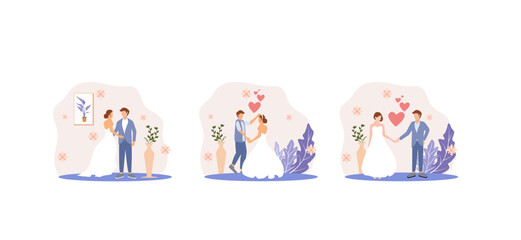 Fototapeta premium Flat Bundle Wedding Design Illustration