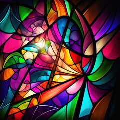 colorful stained glass, generative AI  - obrazy, fototapety, plakaty