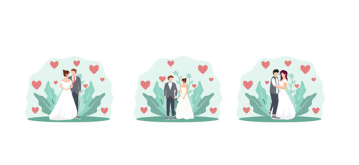 Flat Bundle Wedding Design Illustration
