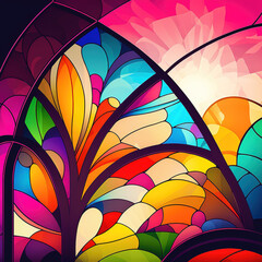 colorful stained glass, generative AI  - obrazy, fototapety, plakaty
