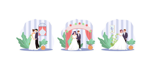 Wedding Flat Bundle Design Illustration