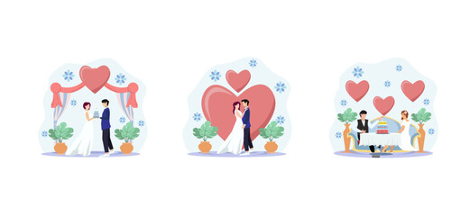 Wedding Flat Bundle Design Illustration