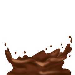 Chocolate splash illustration. Brown liquid.