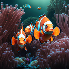 clown fish in its natural habitat, generative AI