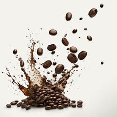 Obraz premium coffee bean explosion on white background, generative AI