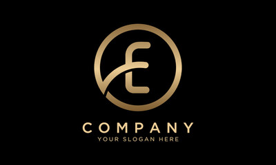 E Letter Logo With Circle Shape. Modern Unique Creative E Logo Design Vector Template. Elegant Identity Design In  Gold Color.