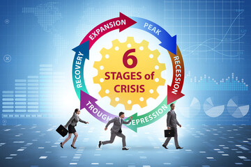 Illustration of six stages of crisis