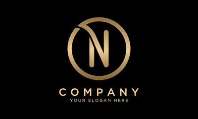 N Letter Logo With Circle Shape. Modern Unique Creative N Logo Design Vector Template. Elegant Identity Design In  Gold Color.