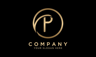 P Letter Logo With Circle Shape. Modern Unique Creative P Logo Design Vector Template. Elegant Identity Design In  Gold Color.