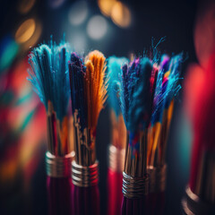 colorful makeup brushes, generative AI - obrazy, fototapety, plakaty