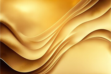 Abstract golden background with gradient waves lines and shadows, watercolor gold foil texture imitation generative ai