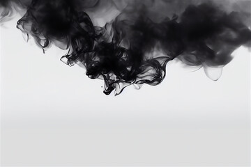 Dark smoke on a white background, generative ai