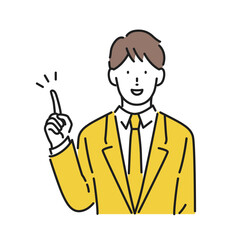 ビジネスシーン：ポイントを説明するビジネスマンのイラスト