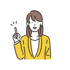 ビジネスシーン：ポイントを説明するビジネスウーマンのイラスト