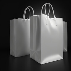 paper shopping or gift bag, white on Black background , generative AI  - obrazy, fototapety, plakaty
